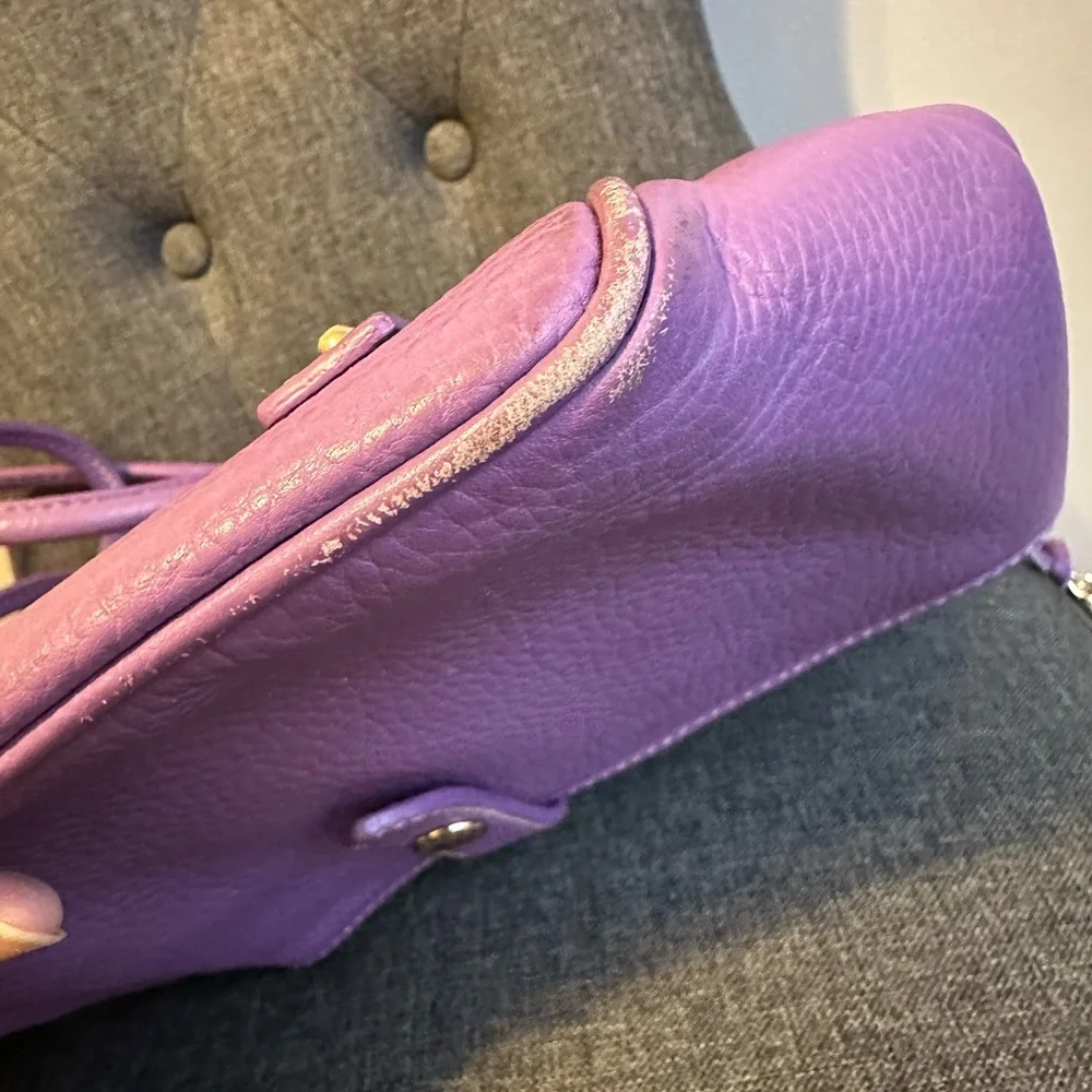 Dooney & Bourke Purple Leather Tote Bag - Picture 7 of 8